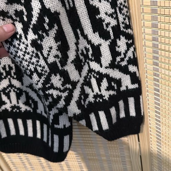 Jamie Scott Vintage 1990s Y2K Black White William Morris Pattern Cardigan Small - Picture 10 of 16